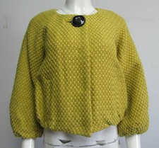 Leifsdottir Mustard Yellow Bubble Jacket With Stone Accent Button Size 2