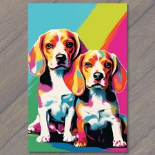 Art Print  Lively Pop Art Depiction Beagles Bursting Vibrant Colors 🎨🐾🐶