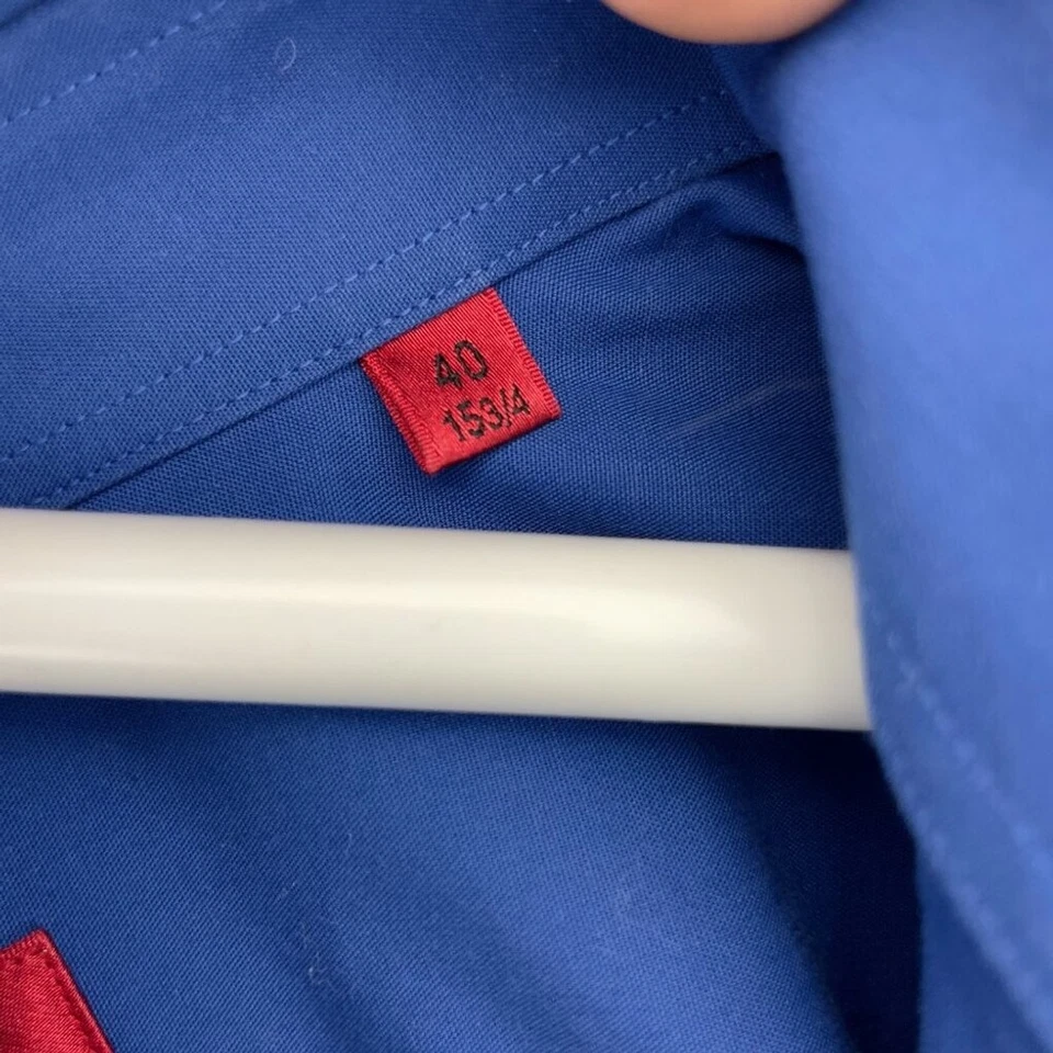 Hugo by Hugo Boss Easy-Iron Soft Cotton Extra-Slim Fit Blue Dress Shirt Size 40 - Image 4 of 4