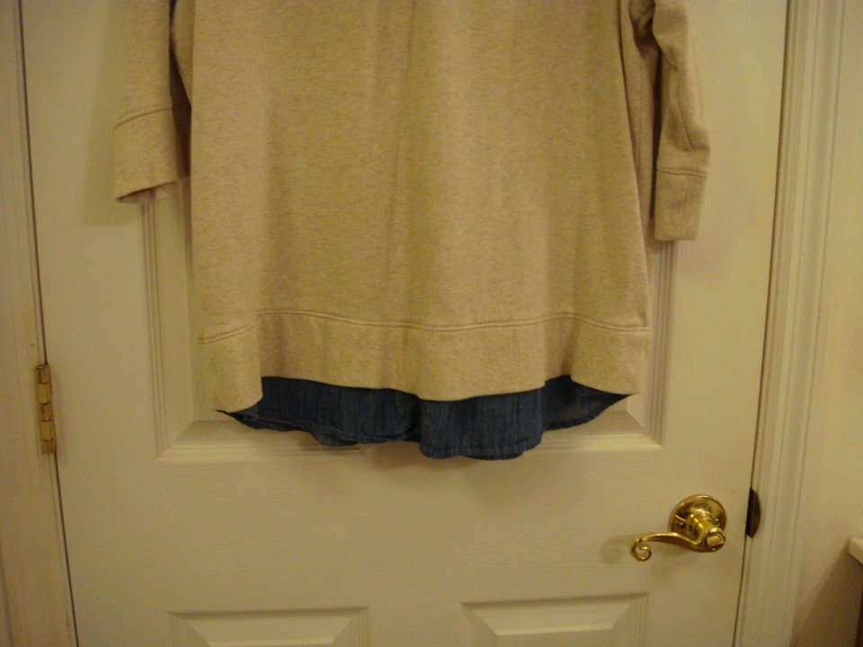 Women's Sonoma Life + Style Layered Look Sweater Tunic Top Cream/Blue Size 1X - Image 3 of 4