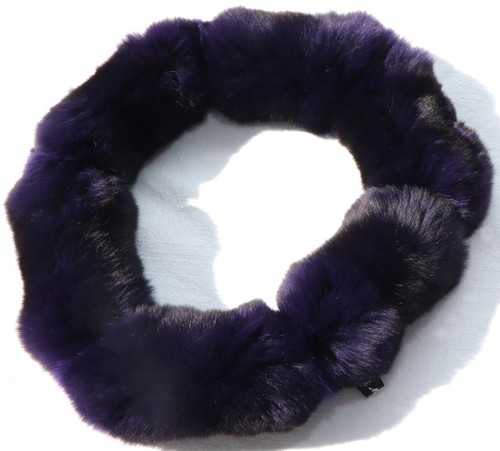 Pelz Schal Chinchilla Kragen Kette Collier Fell Schmuck Mantel Besatz Dark Lila - Picture 3 of 3