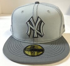New York Yankees MLB Gray Pop NE Fitted Hat ~Soft Gray