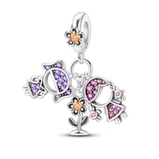 MULA European Silver Plated Charms Pink AAA CZ Good Sisters For Women Bracelet