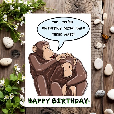 Funny Birthday Card Rude Joke Humour for Him Men Male - Going Bald ...
