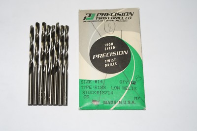 8 pcs PTD Precision Twist Drill #14 Low Helix Spiral Jobber Length Drills 18714