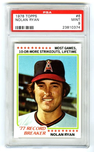 NOLAN RYAN~1978 TOPPS STRIKEOUT RECORD BREAKER PSA-9 MINT GRADED BASEBALL CARD#6