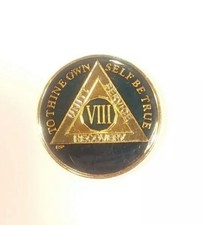 8 Year AA Sobriety Coin Medallion- Rich Midnight Blue Enamel Eighth 8th VIII