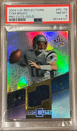 2004 Tom Brady UD REFLECTIONS PRO CUTS GOLD Jersey Card PSA 8 NM-MT
