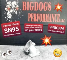 Ported 75mm Throttle Body Adapter Aluminum Silver Ford Mustang Each