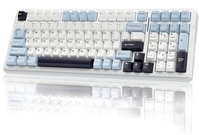  F99 Wireless Mechanical Keyboard, Hot Swappable Custom Keyboard,Pre Blue&White