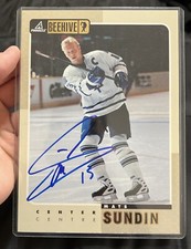 MATS SUNDIN SIGNED 1998 BEE HIVE OVERSIZED 5x7 HOCKEY CARD MAPLE LEAFS LEGEND