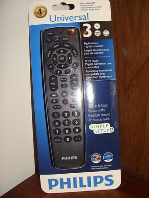 NEW! Philips Universal 3 in 1 Remote for TV, Blu-ray, DVD, DVR, SAT, DTV, CBL