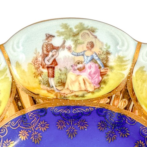 Large Josef Kuba vintage fluted bowl, Fragonard courting couples, Karslbad - Picture 12 of 17