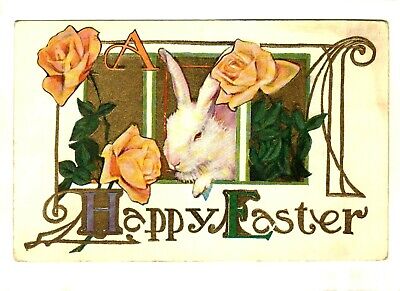 Unused Antique Embossed \u201cBest Easter Wishes\u201d Postcard