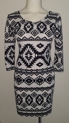 MISS Black White Aztec Print Bodycon Dress Short Criss-Cross Back Size Jr Medium | eBay MISS Black White Aztec Print Bodycon Dress Short Criss-Cross Back Size Jr Medium | eBay