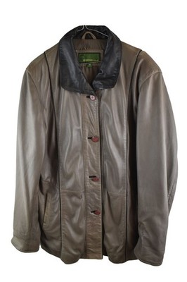Hide Park Womans Brown Khaki Soft Leather Button Up collared Jacket Size M