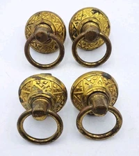 Vintage/Antique Drop Ring Pulls Door Dresser Handles Furniture Hardware Lot of 4