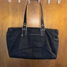 Coach D052-5173 Nylon Multipurpose Black Shoulder Tote Bag Leather Straps 