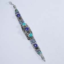 Bracciale vero turchese etnico tribale boemo artigiano gioielli fatti a mano B85