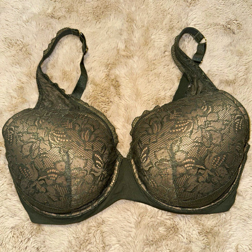 ThirdLove Graphic Lace Green Floral Lace Underwired Plunge Bra Hook & Eye