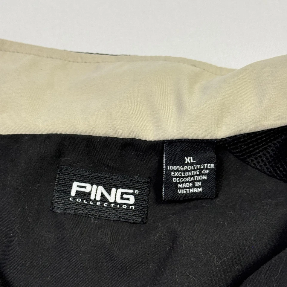 Мужской пуловер PING Golf XL черный бежевый на молнии с коротким рукавом реглан ветровка - Изображение 4 из 4