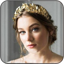 Gold Leaf Headpiece Headband Greek Goddess Crown Wedding Bridal New Years Party