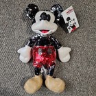 Disney Mickey Mouse Sequin Reversible Plush Toy True Original Sparkle Red Black — photo 1