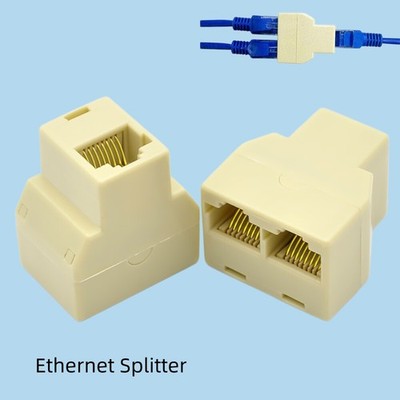 RJ45 Ethernet Splitter Adapter LAN Netzwerk CAT5E Y 3 Ports Koppler Kabel Joiner
