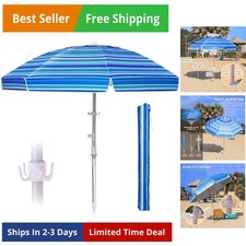 8ft Large Beach Umbrella,Heavy Duty Wind Resistant Portable Sun Shade w/Tilt ...