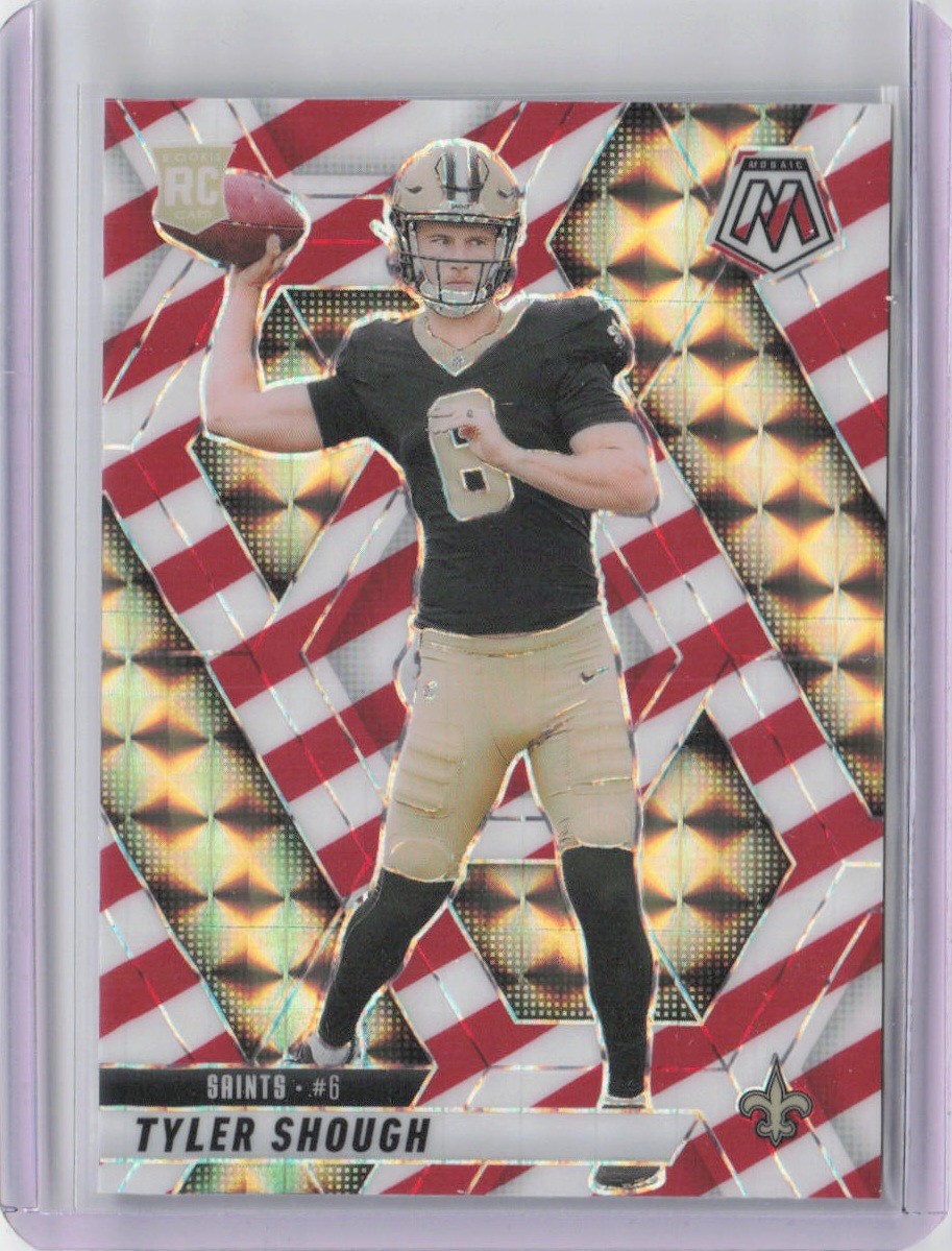 Tyler Shough 2025 Panini Mosaic Mosaic Red and White Stripe RC #312