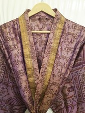 Pure Silk Lilac And Gold kimono Long Robe Gown Girl's Woman Silk Kimono KMO5392