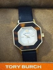 NEW TORY BURCH TBW1040 THE SAWYER TORTOISE BLUE LEATHER STRAP