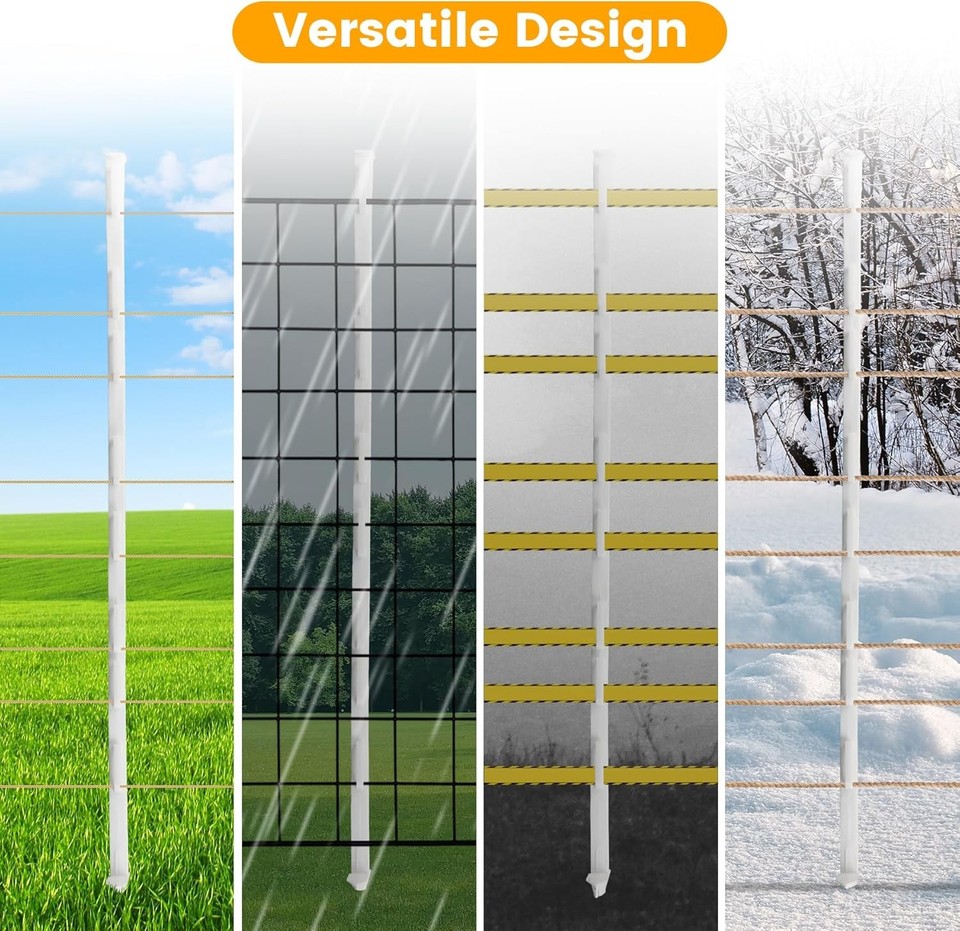 25 Pack Electric Fence Posts, 48 inch Step in Fence Post, Temporary ...