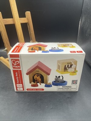 Hape Family Pets Wooden Dollhouse Animal Set 12 Pieces with Box