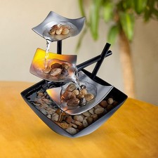 Small Tabletop Water Fountain USB Powered with Pump with Light Waterfall