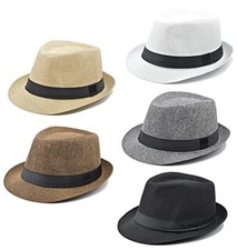5 Pack Mens Fedora Hat Classic 1920s Hat Short Medium 5pack-mixed Dark Color