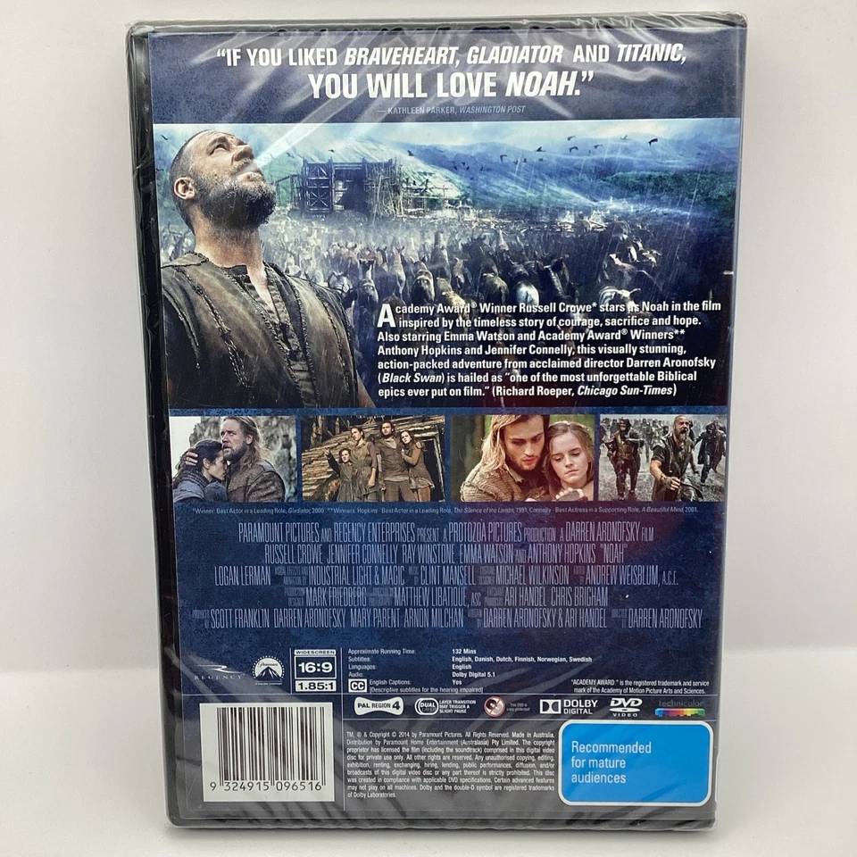 Noah (DVD, 2014) Brand New Sealed - Region 4 - Russell Crowe (N3) - Image 2 of 4