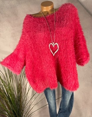 Flauschiger Zottel Pullover Oversize Kuschelig Damen One Size Pink