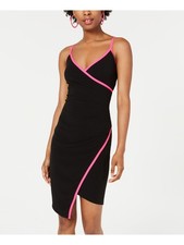 CRAVE FAME Womens Black Spaghetti Strap Short Body Con Dress XS