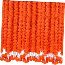 6 Pcs 5 Feet Long Strands Marigold Flowers Garland with Pendant Dark Orange