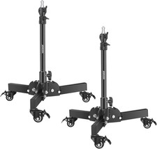 Pack of 2 Heavy Duty Light Stands W/ Wheels 2.4 Feet Max. Height Foldable Tripod