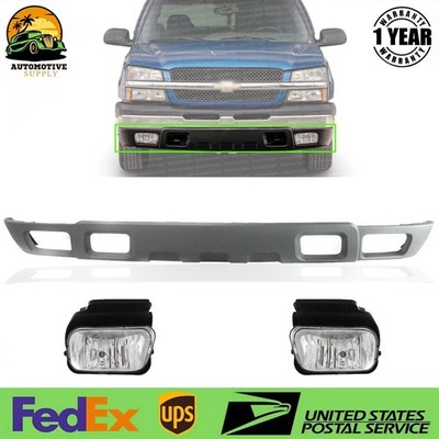 New Front Lower Valance + Fog Lights For 2003-2006 Silverado 1500 2500HD 3500HD