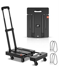 Folding Hand Truck, 500 LB, with 6 Wheels, Black