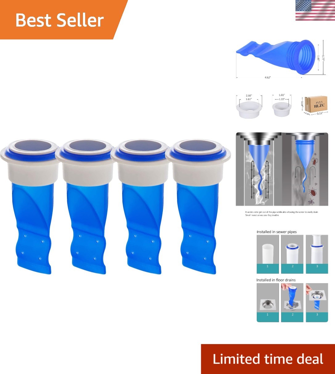 High-Quality Silicone Drain Trap - Adjustable Backflow Preventer in Blue Color