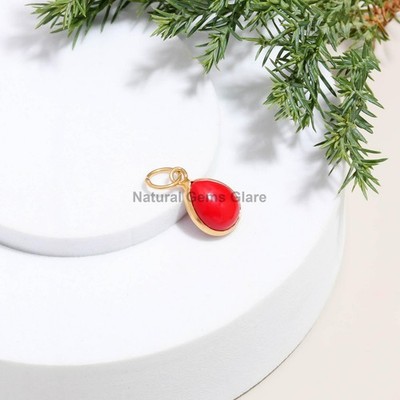 Red coral 14 k Gold Charm, Gold Charm Pendant, Red coral Gold Charm, Handmade Go