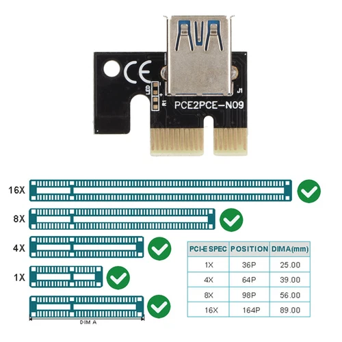 Riser Adapter Card 8 Excicon Capacitors Multi Layer Shielding Fixed Buckle SPC