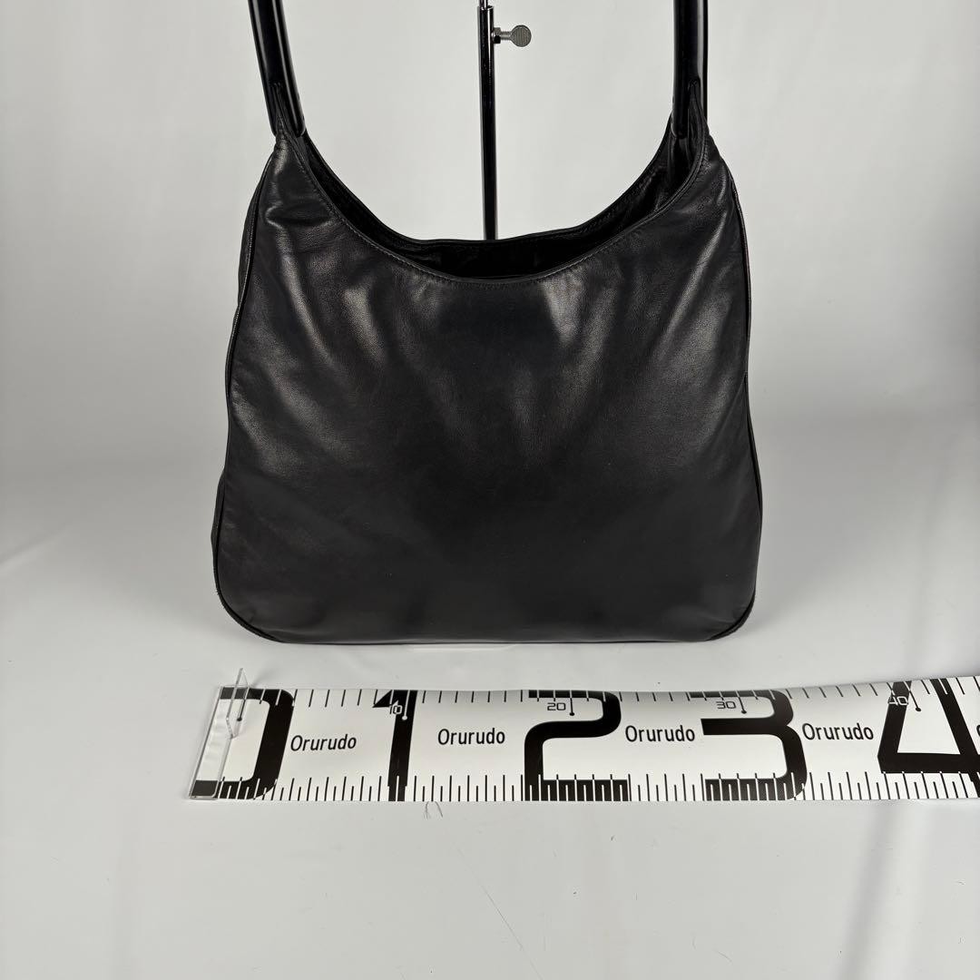 90s Prada Leather Shoulder Bag Black thumbnail 3