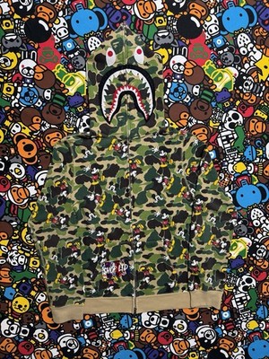 A Bathing Ape X Disney Mickey Mouse Green Camo Shark Hoodie | eBay