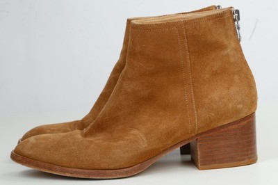 Rag & Bone Beige Suede Avery Ankle Boots Silver Back Zip Square Toe Size 38