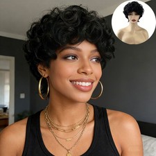 Women Fluffy Short African Afro Kinky Curly Wigs Party Hair Synthetic Full Wig